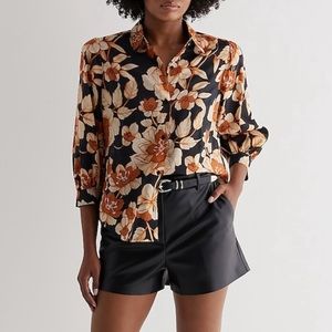 NWT Express Women's Relaxed Floral Portofino Shirt